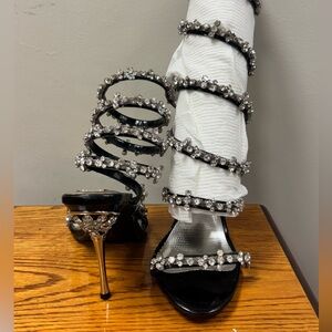 Celeste Black and Silver Rhinestone Heels